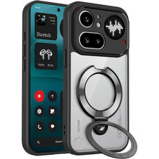 Задняя накладка для Nothing Phone 4 aPro прозрачная с черными рамками и кольцом-подставкой Задняя накладка для Nothing Phone 4 aPro прозрачная с черными рамками и кольцом-подставкой
